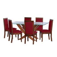 Juego De Comedor Alicante 6 Sillas Girona Pu Rojo