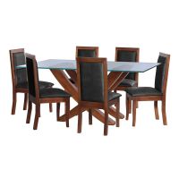 Juego De Comedor Alicante 6 Sillas Girona Cuero Kentucky Negro