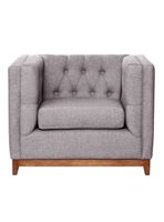 Sofá Roma 1 Cuerpo Capitoné Lino Gris Claro