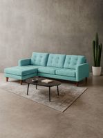 Sofa Chaiselong Izq Napoles Tela Velvet Turquesa