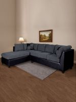 SECCIONAL PADUA IZQ PU NEGRO/TELA VELVET GRIS