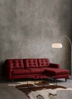 Sofa Seccional Derecho Napoles Cuero Ketucky Rojo