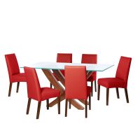 Juego De Comedor Alicante 6 Sillas Cadiz Pu Rojo