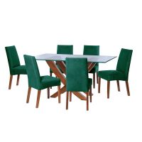 Juego De Comedor Alicante 6 Sillas Cadiz Tela Velvet Verde