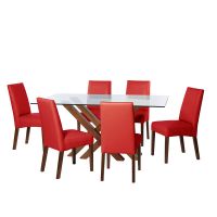 Juego De Comedor Merida 6 Sillas Cadiz Pu Rojo