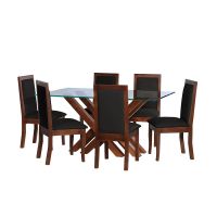 Juego De Comedor Merida 6 Sillas Girona Pu Negro