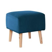 Pouf Burdeos Tela Velvet Azul Petroleo