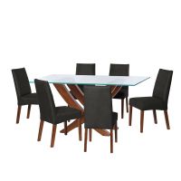 Juego De Comedor Alicante 6 Sillas Cadiz Cuero Kentucky Negro