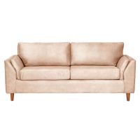 Sofá Milan 3C Cuero Kentucky Beige Con Asiento de Resortes Pocket