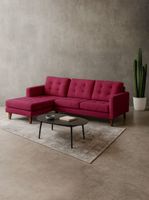 Sofa Chaiselong Izq Napoles Tela  Velvet  Burdeo