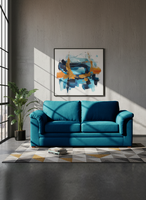 SOFA ANCONA 3C TELA VELVET AZUL PETROLEO