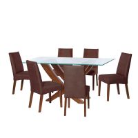 Juego De Comedor Alicante 6 Sillas Cadiz Cuero Kentucky Cafe Moro