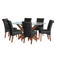 Juego De Comedor Merida 6 Sillas Oviedo Cuero Kentucky Negro