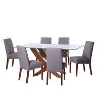 Juego De Comedor Alicante 6 Sillas Cadiz Lino Gris Oscuro