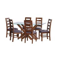 Juego De Comedor Merida 6 Sillas Granada Lino Gris Oscuro
