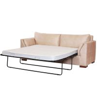 Sofá Cama Milan 2PL Cuero Kentucky Beige Con Asiento de Resortes Pocket