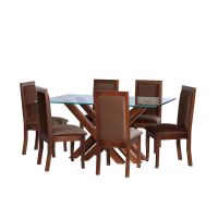 Juego De Comedor Merida 6 Sillas Girona Tela Velvet Chocolate