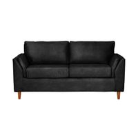 Sofá Milan 2C Cuero Kentucky Negro Con Asiento de Resortes Pocket