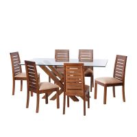 Juego De Comedor Merida 6 Sillas Tenerife  Cuero Kentucky  Beige