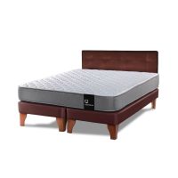 Cama Europea Zen Best 2 Plazas Colchon Resortes Base Dividida + Respaldo PU Café
