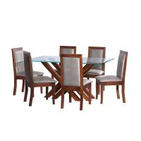 Juego De Comedor Merida 6 Sillas Girona Cuero Kentucky Gris