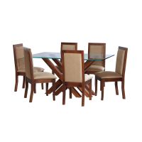 Juego De Comedor Merida 6 Sillas Girona Tela Velvet Beige
