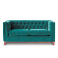 Sofá Roma 2 Cuerpos Capitoné Tela Velvet Turquesa
