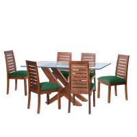 Juego De Comedor Alicante 6 Sillas Tenerife Tela Velvet Verde