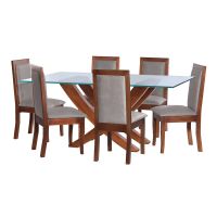 Juego De Comedor Alicante 6 Sillas Girona Cuero Kentucky Gris