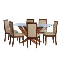 Juego De Comedor Alicante 6 Sillas Girona Pu Beige