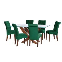 Juego De Comedor Alicante 6 Sillas Oviedo Tela Velvet Verde