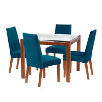 Juego De Comedor Barcelona 1000X1000 S/Cadiz Tela Azul Petroleo