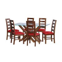 Juego De Comedor Merida 6 Sillas Granada Cuero Kentucky Rojo