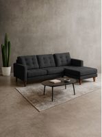 Sofa Seccional Derecho Napoles Tela Velvet Negro