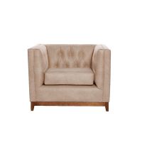 Sofa Roma 1 Cuerpo Capitoné Cuero Colorado Beige