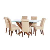 Juego De Comedor Alicante 6 Sillas Oviedo Pu Beige
