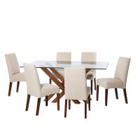 Juego De Comedor Merida 6 Sillas Cadiz Lino Blanco