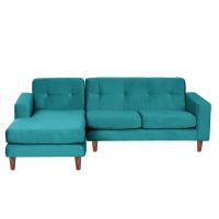 Sofa Chaiselong Izq Salerno Tela  Velvet  Turquesa