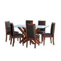 Juego De Comedor Merida 6 Sillas Girona Cuero Kentucky Negro