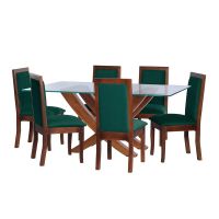 Juego De Comedor Alicante 6 Sillas Girona Tela Velvet Verde