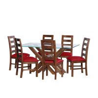 Juego De Comedor Merida 6 Sillas Granada  Pu Rojo