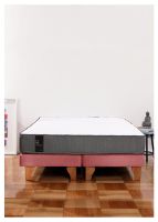Cama Europea Zen Best 2 Plazas Colchon Resortes Base Dividida Tela Palo Rosa