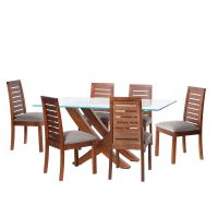 Juego De Comedor Alicante 6 Sillas Tenerife Tela Velvet Gris