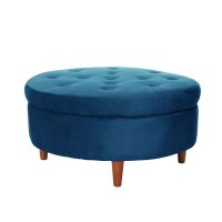 Pouf Paris  Tela Velvet Azul Petroleo