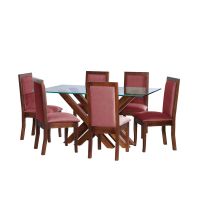 Juego De Comedor Merida 6 Sillas Girona Tela Velvet Palo Rosa