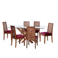 Juego De Comedor Merida 6 Sillas Tenerife Tela Velvet Burdeo