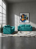 LIVING ANCONA 3-2 TELA VELVET TURQUESA