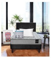 Combo Cama Cannon 1,5 Plaza Textil + Respaldo Tela Negro