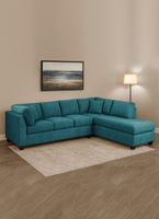 SECCIONAL PADUA DER TELA VELVET AZUL PETROLEO