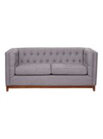 Sofá Roma 2 Cuerpos Capitoné Lino Gris Claro